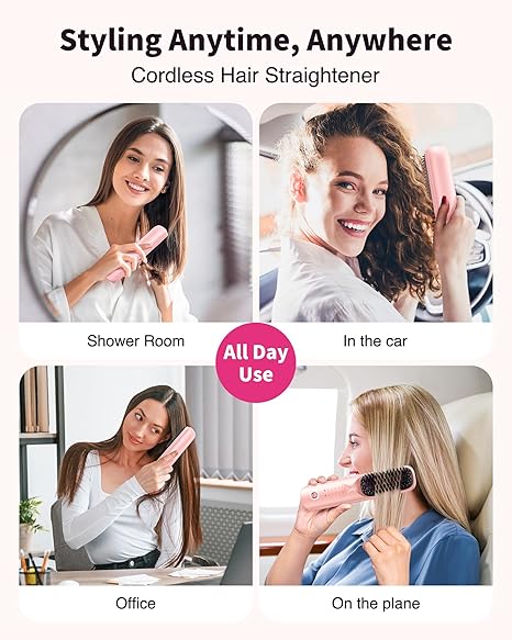 Portable Ionic Hair Straightening Brush – Smooth & Shine Anywhere